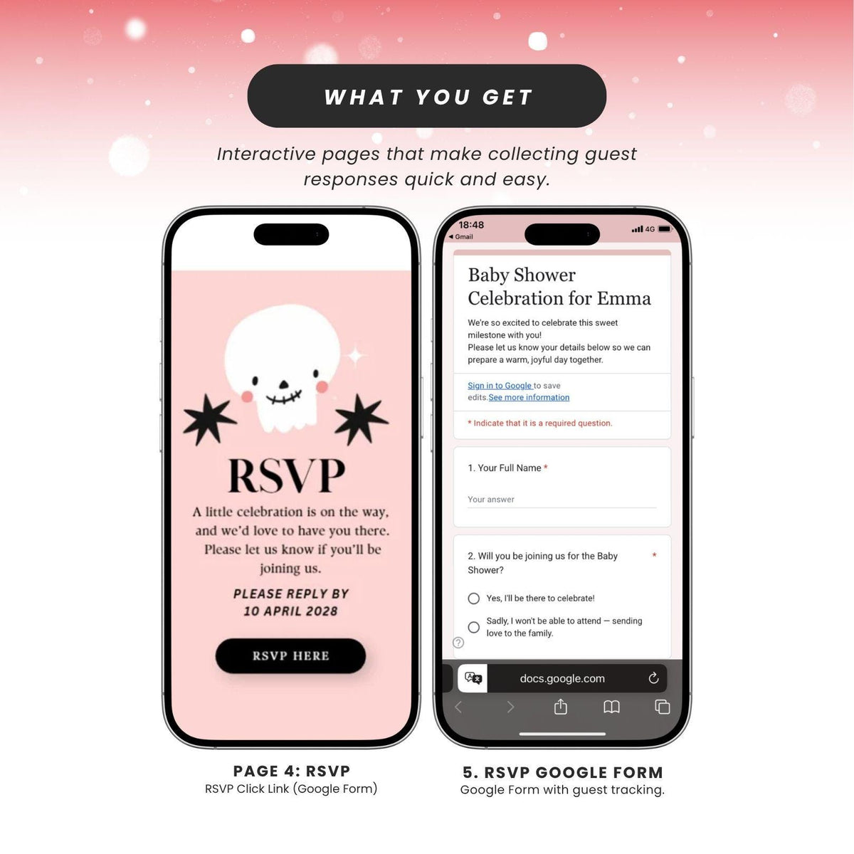 A Little Boo Is Almost Due Baby Shower Invitation Website Template - Canva website invitation template with RSVP, image 6