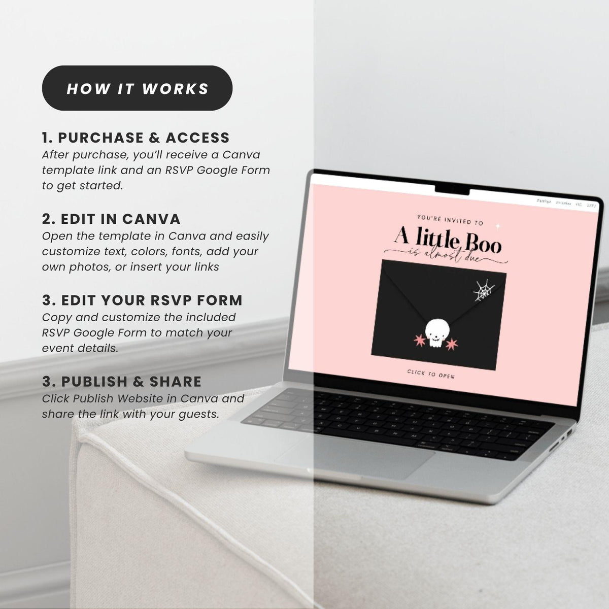 A Little Boo Is Almost Due Baby Shower Invitation Website Template - Canva website invitation template with RSVP, image 10