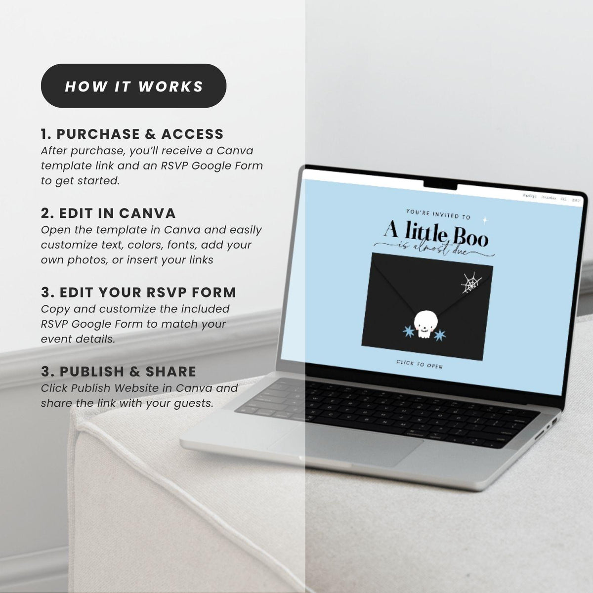 Blue Little Boo Baby Shower Invitation Website Template - Canva website invitation template with RSVP, image 10
