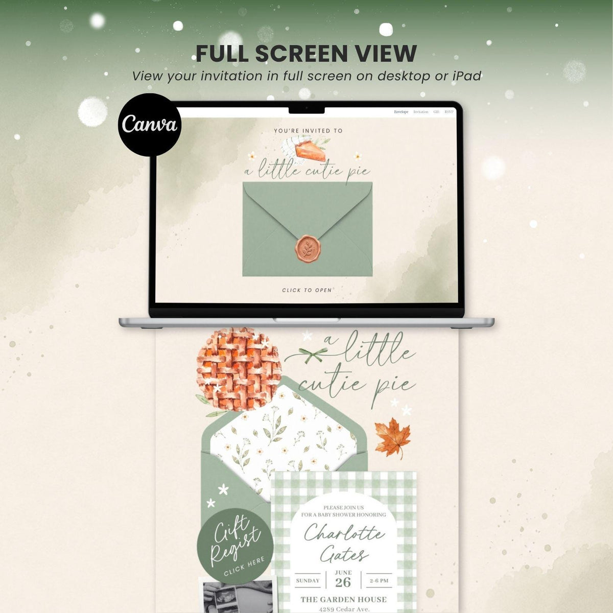 A Little Cutie Pie Baby Shower Invitation Digital - Canva website invitation template with RSVP, image 9