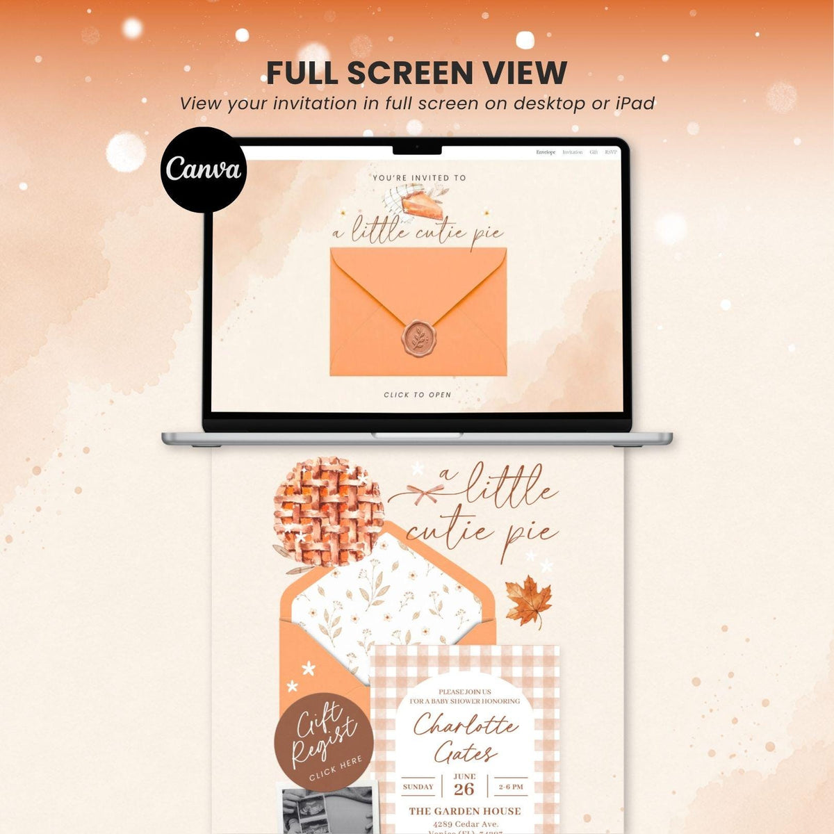 A Little Cutie Pie Baby Shower Invitation Digital - Canva website invitation template with RSVP, image 9