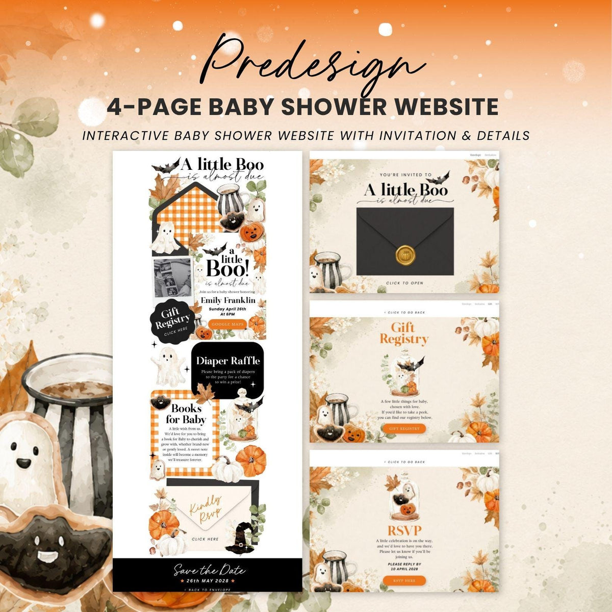 Little Boo is almost due Invitation Website Template - Canva website invitation template with RSVP, image 3