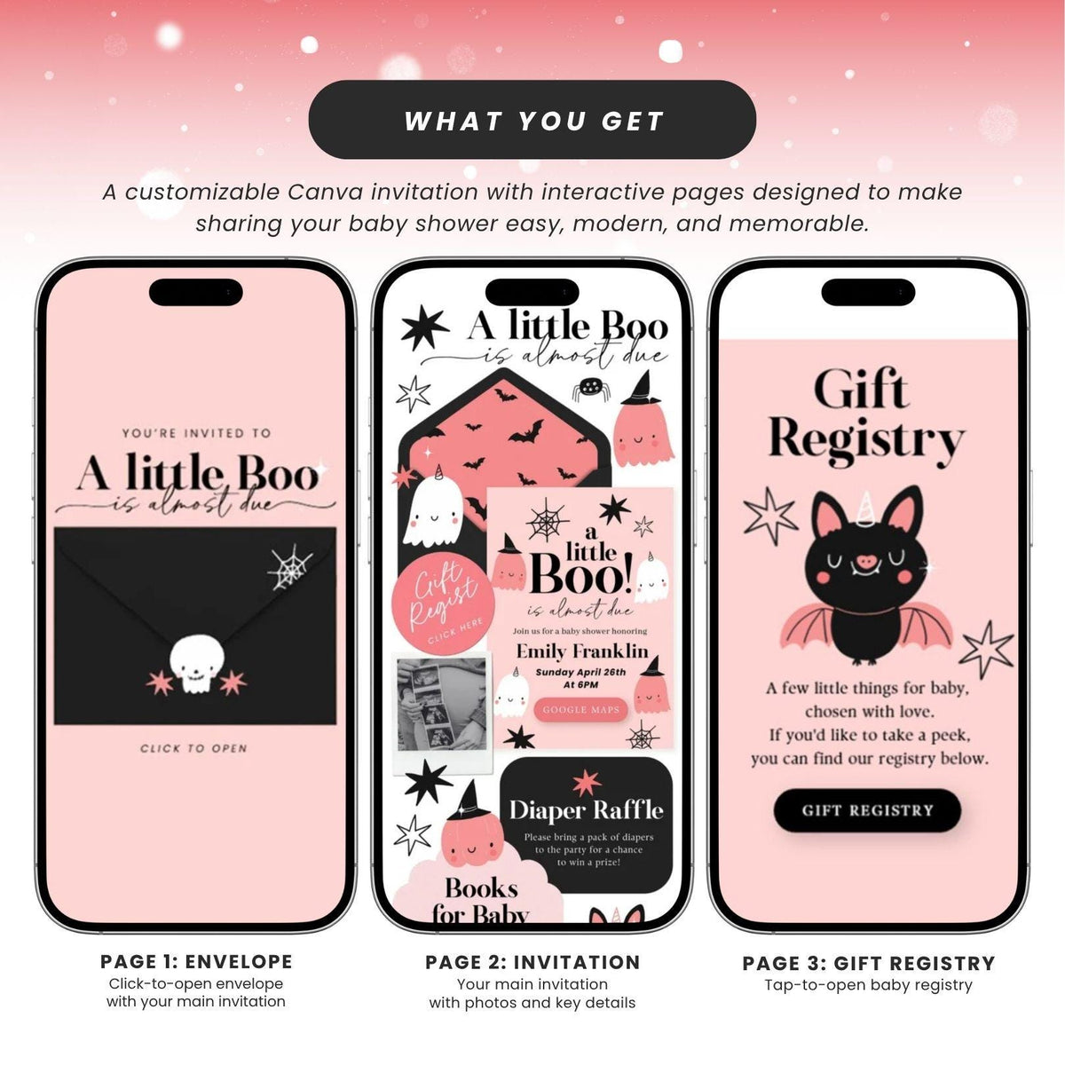 A Little Boo Is Almost Due Baby Shower Invitation Website Template - Canva website invitation template with RSVP, image 5