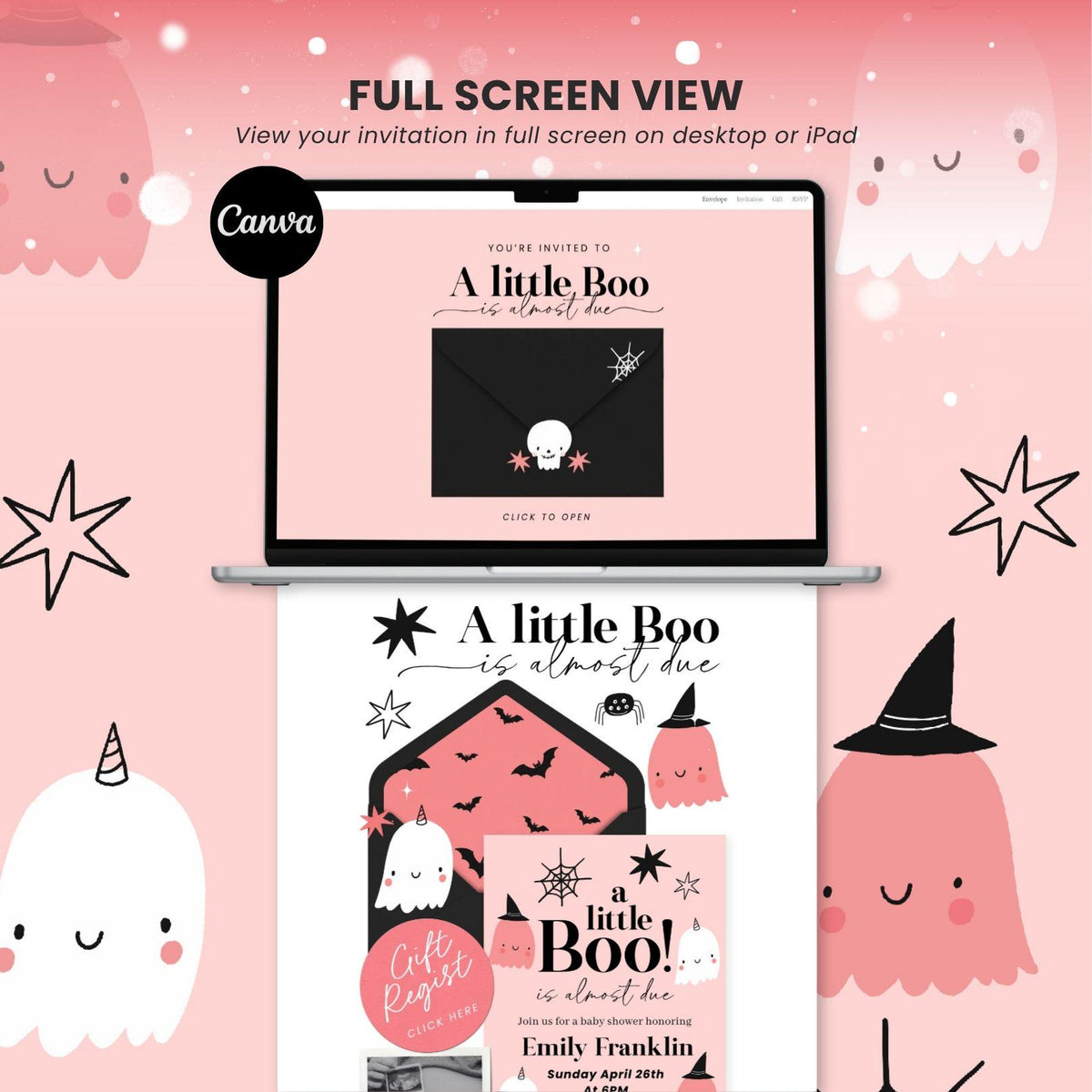 A Little Boo Is Almost Due Baby Shower Invitation Website Template - Canva website invitation template with RSVP, image 9