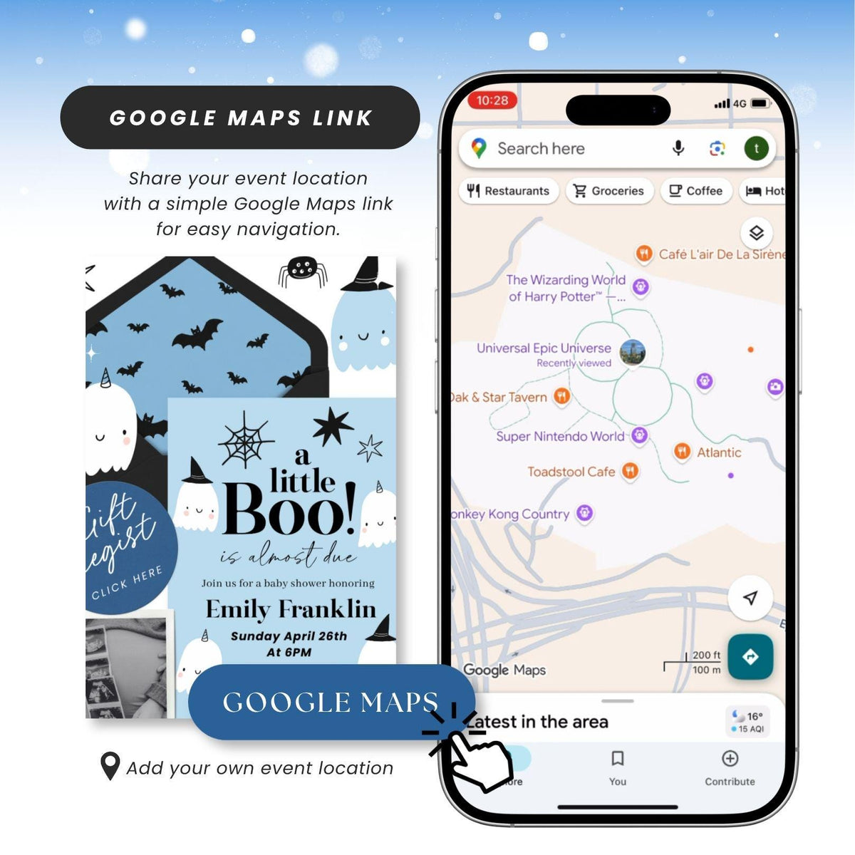 Blue Little Boo Baby Shower Invitation Website Template - Canva website invitation template with RSVP, image 7