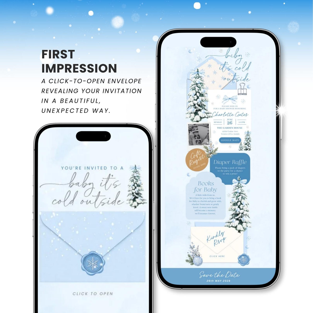 Baby it's Cold Outside Baby Shower - Canva website invitation template with RSVP, image 2