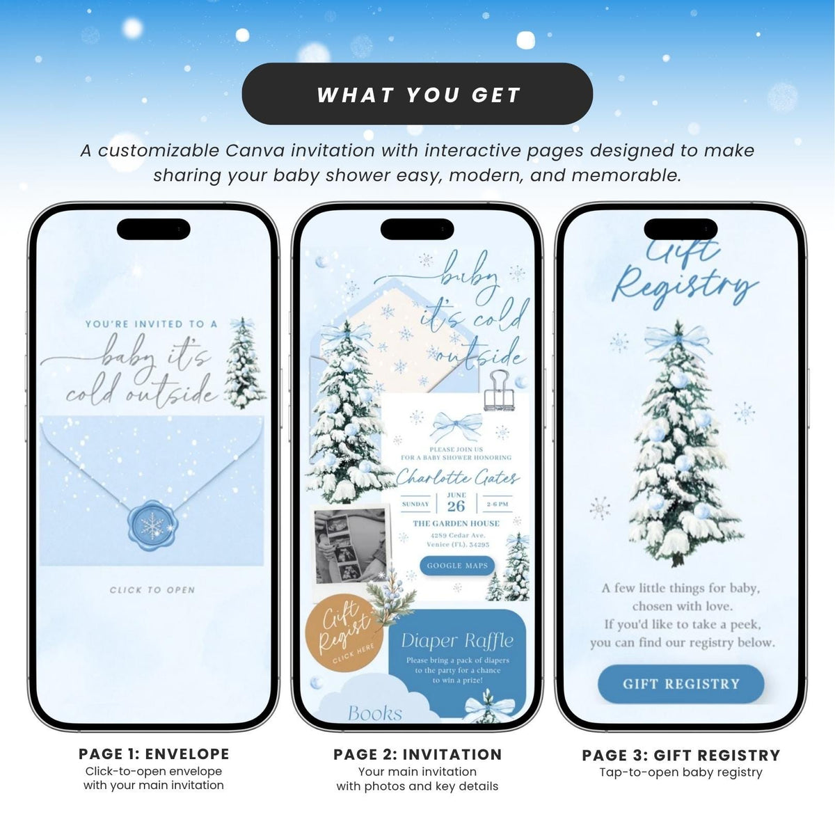 Baby it's Cold Outside Baby Shower - Canva website invitation template with RSVP, image 5