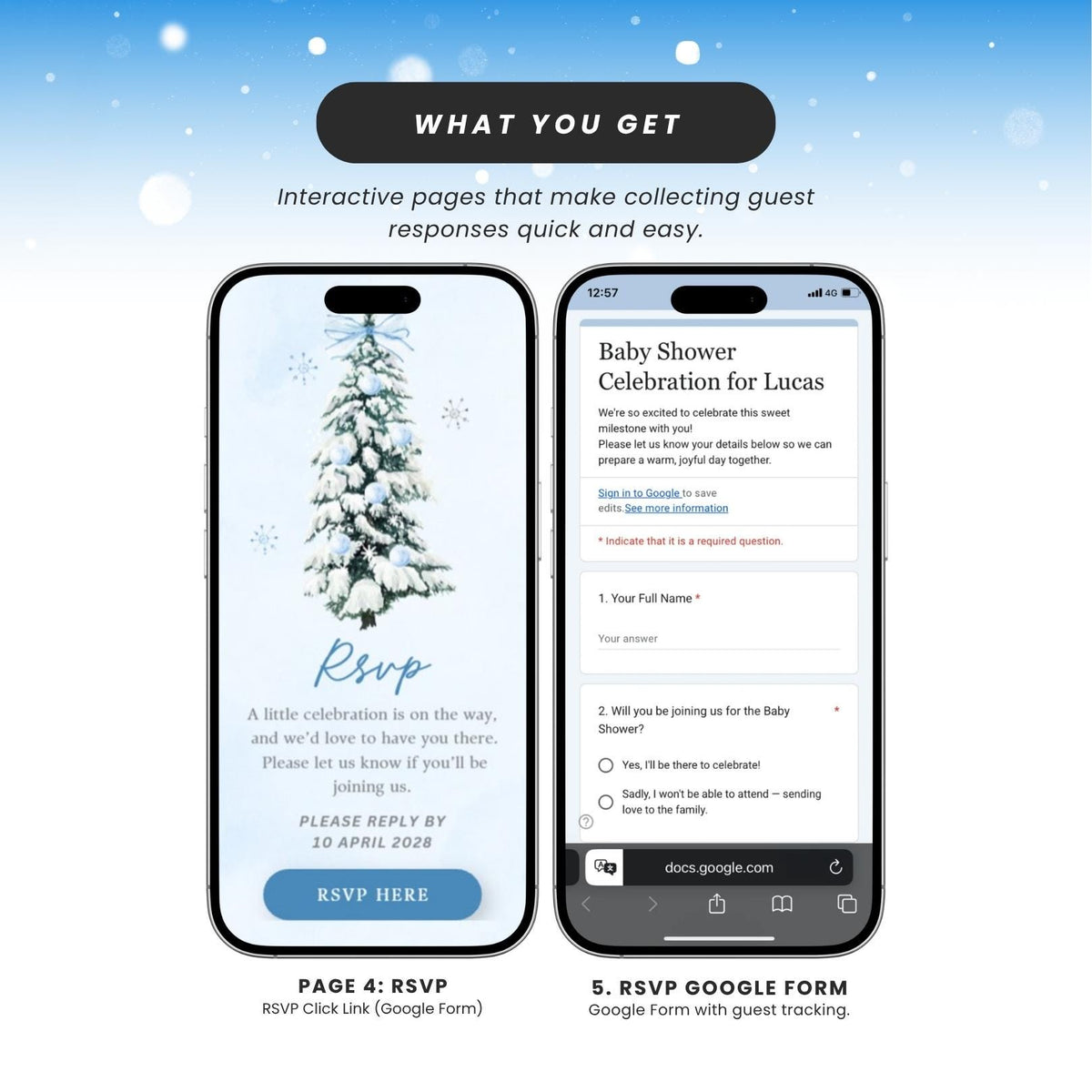 Baby it's Cold Outside Baby Shower - Canva website invitation template with RSVP, image 6