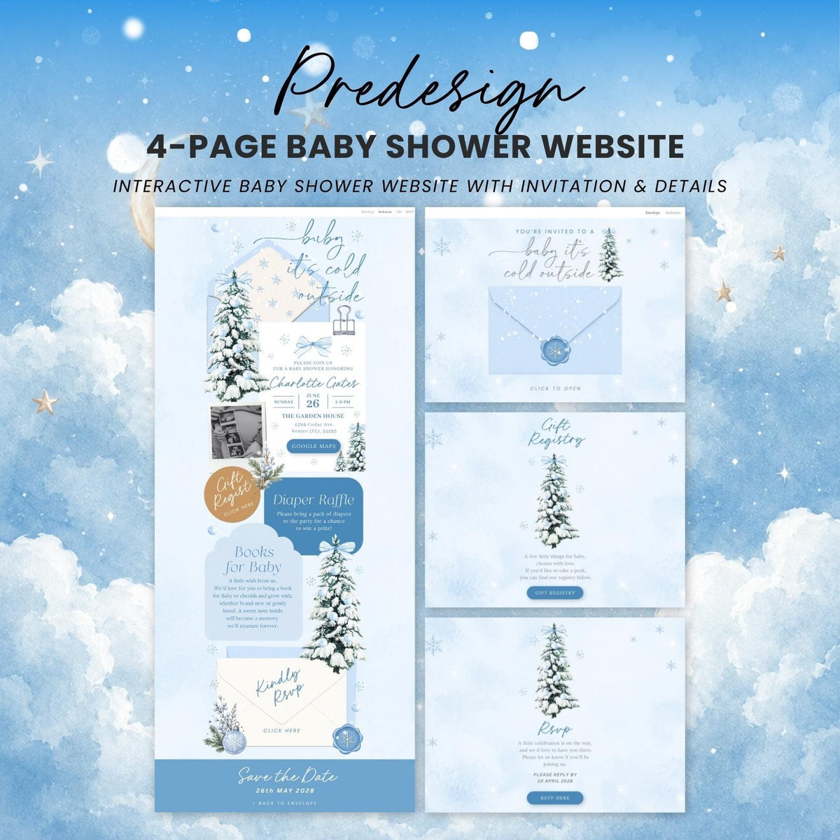 Baby it's Cold Outside Baby Shower - Canva website invitation template with RSVP, image 3