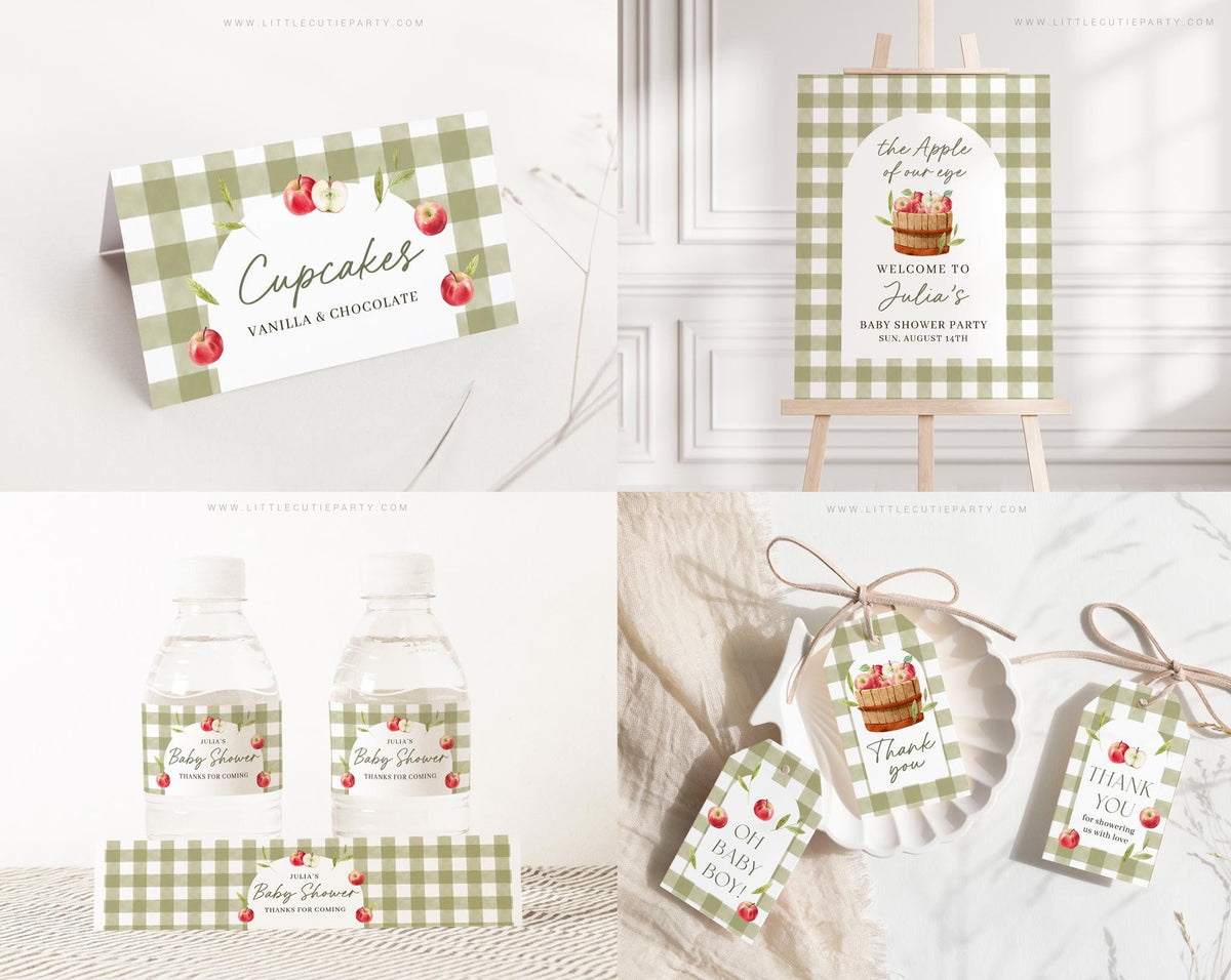Editable Apple Baby Shower Invitation Bundle APPBS002 - image 2