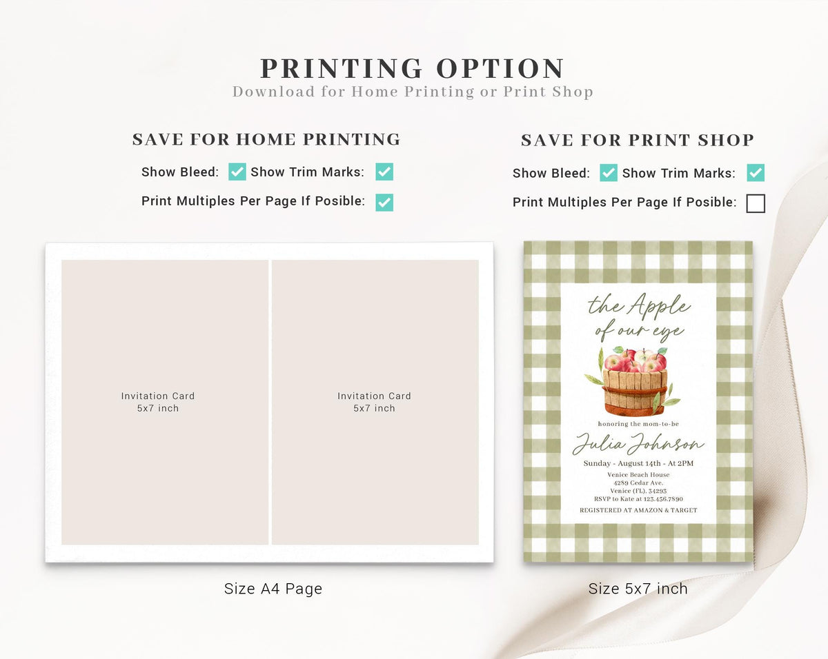 Editable Apple of Our Eye Baby Shower Invitation APPBS002 - image 4
