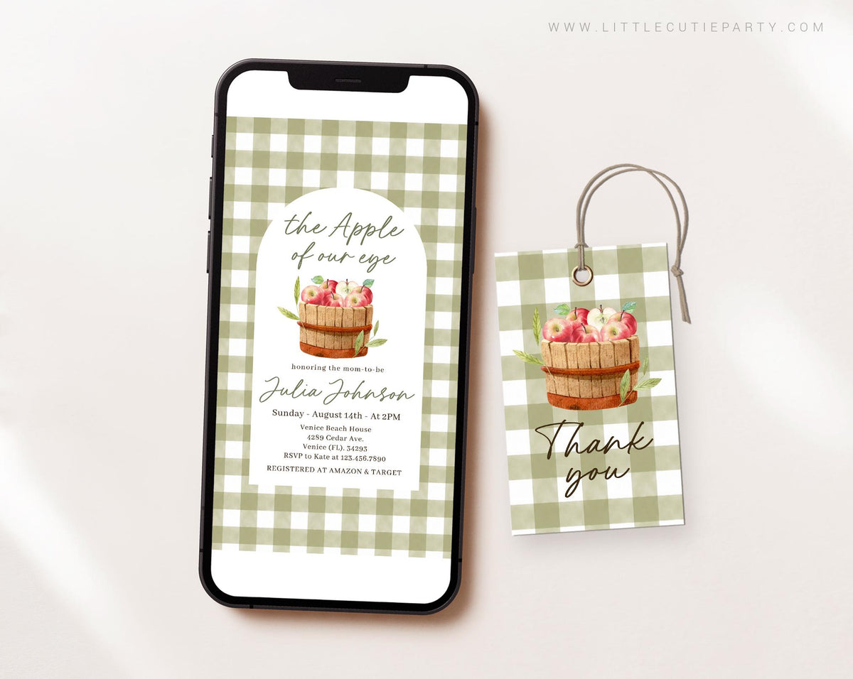 Editable Apple of our Eye Baby Shower Invites APPBS002 - image 1