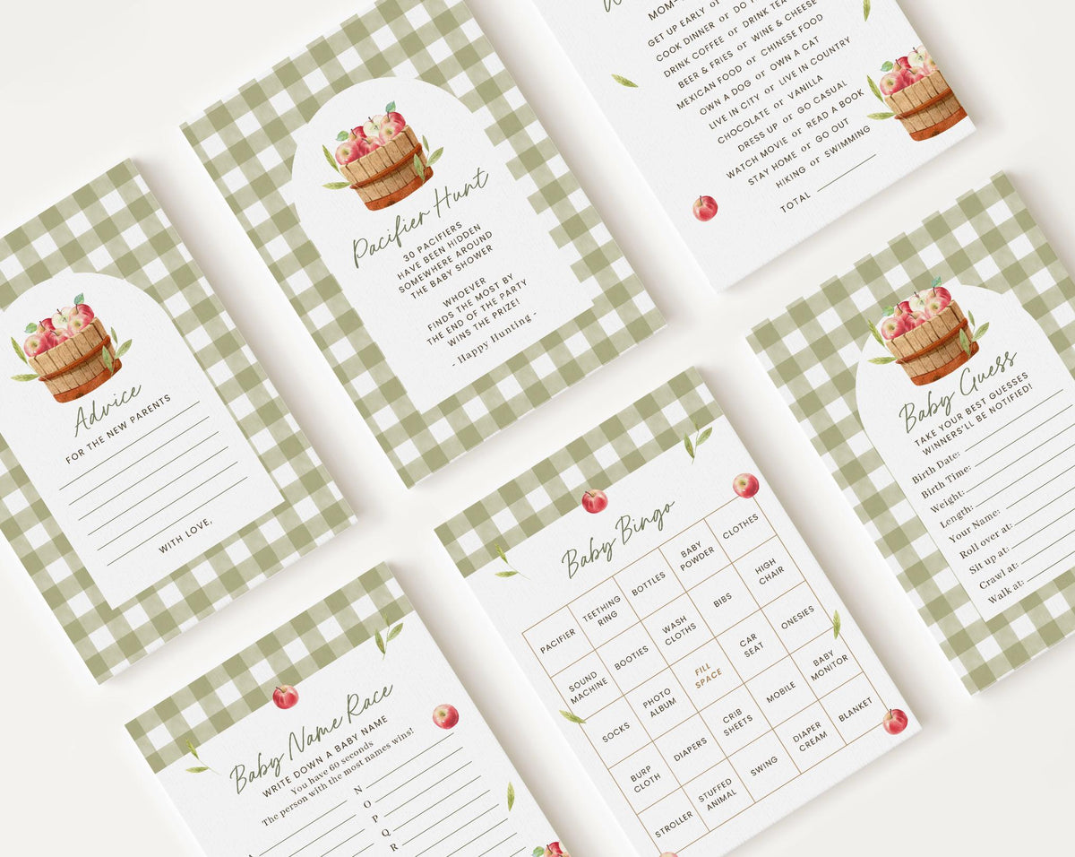 10 Editable Apple of Our Eye Baby Shower Games Bundle APPBS002 - image 1