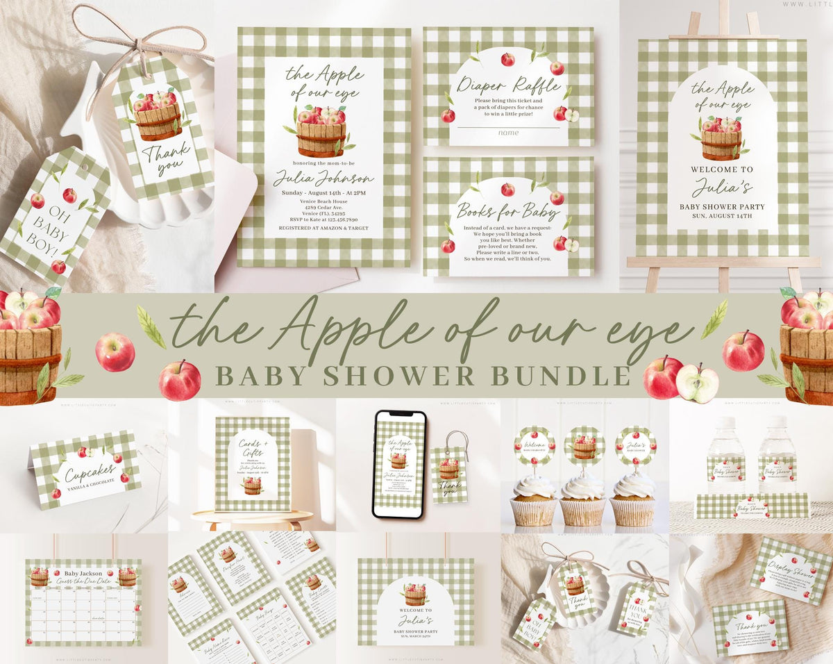Editable Apple Baby Shower Invitation Bundle APPBS002 - image 1