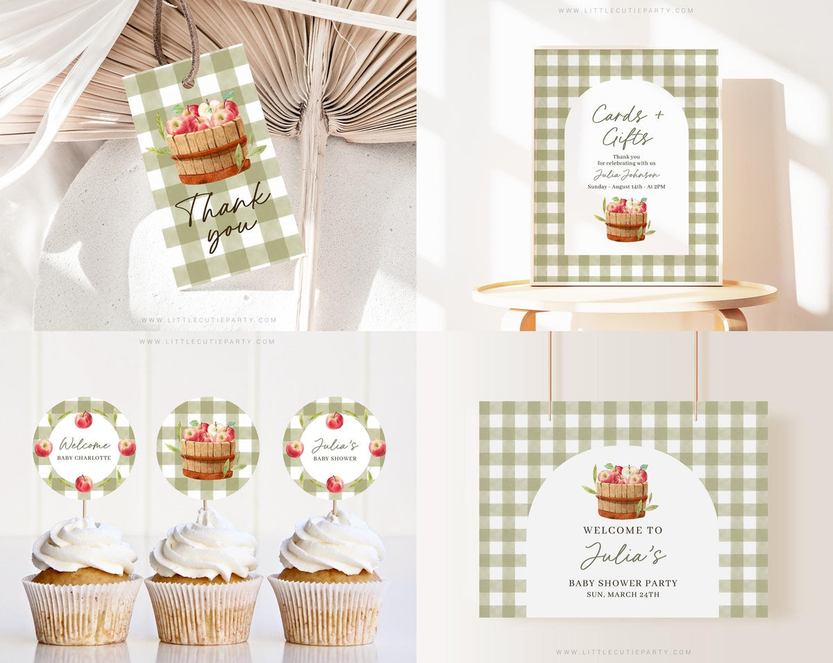Editable Apple Baby Shower Invitation Bundle APPBS002 - image 3