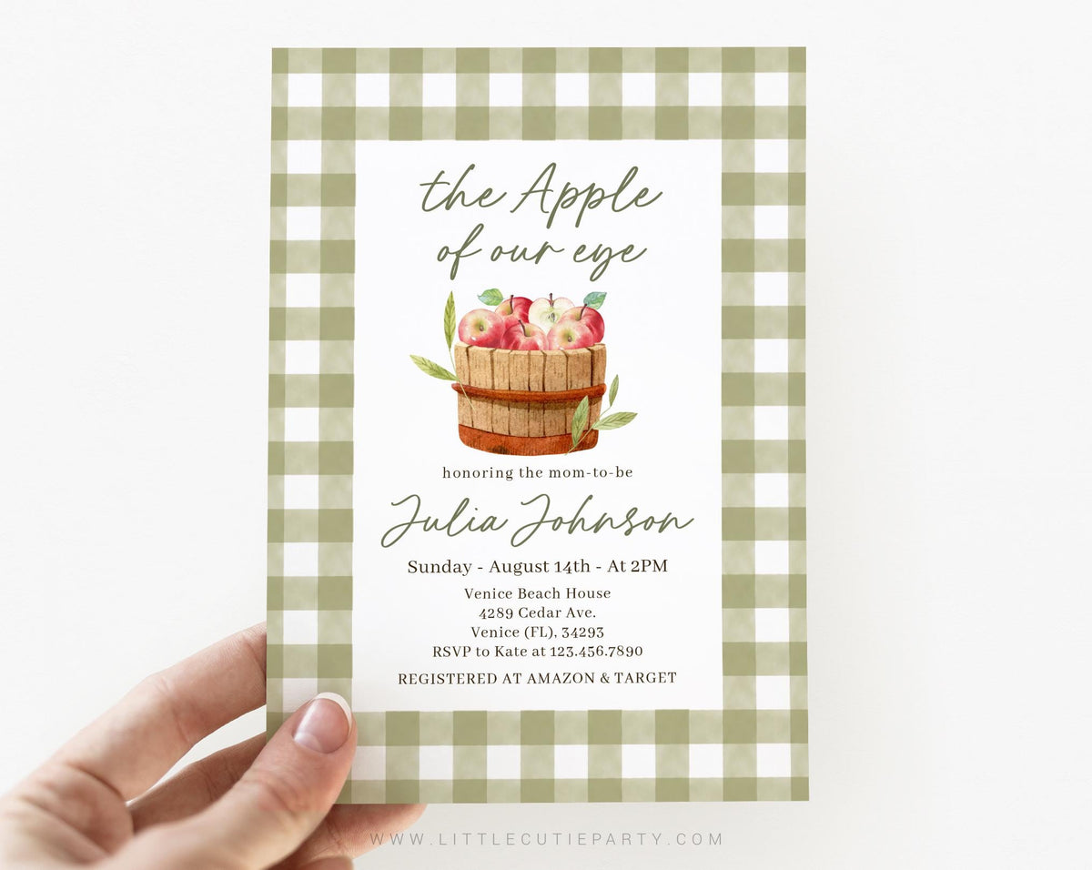 Editable Apple of Our Eye Baby Shower Invitation APPBS002 - image 5