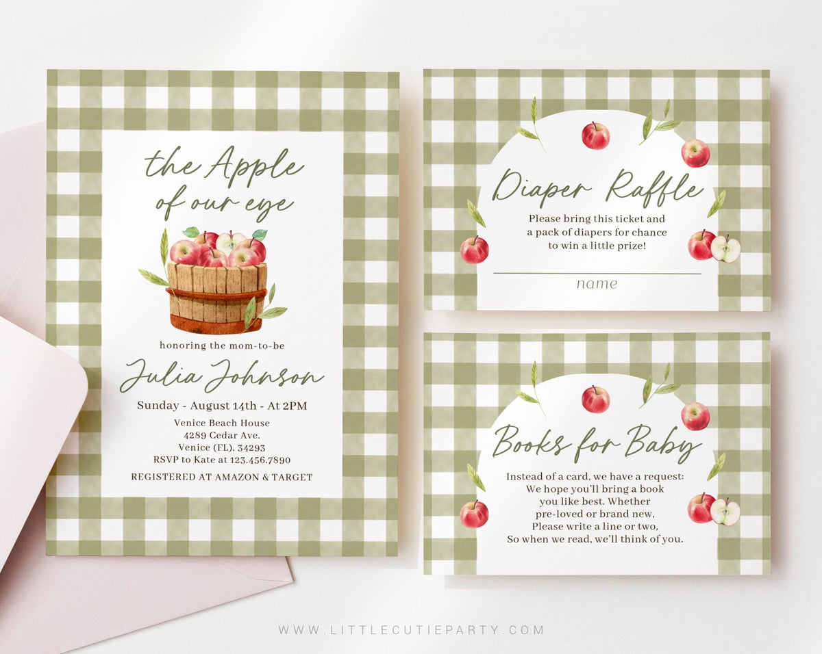 Editable Apple of Our Eye Baby Shower Invitation APPBS002 - image 1