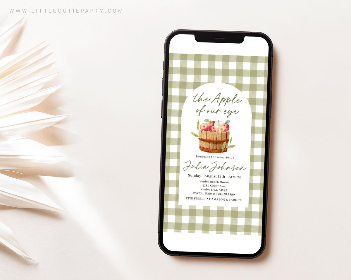 Editable Apple of our Eye Baby Shower Invites APPBS002 - image 4