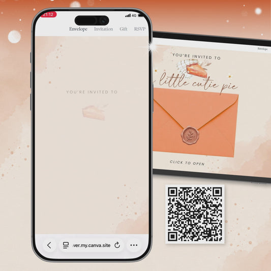 A Little Cutie Pie Baby Shower Invitation Digital, Cutie Pie is On the Way Invitation, Interactive Invitation, RSVP Digital Invite CTPBS001