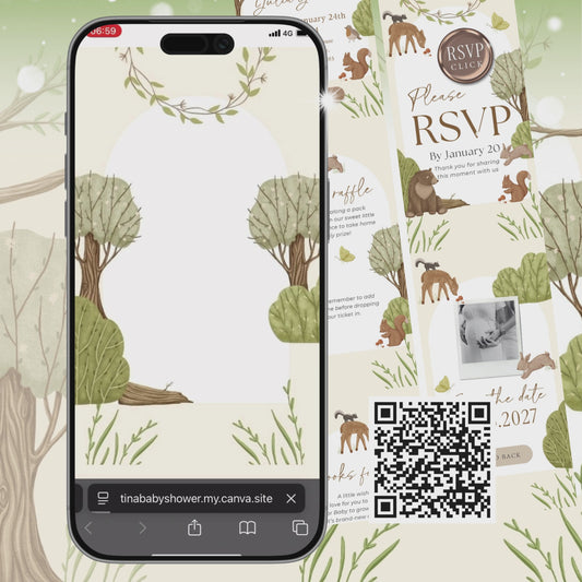 Woodland Baby Shower Invitation, Woodland Animals Baby Shower, Gender Neutral, RSVP Baby Shower Invite WOOD001