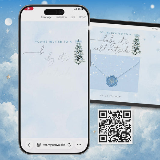 Baby it's Cold Outside Baby Shower, Baby Its Cold Outside Invite Digital, Winter Baby Shower Boy RSVP Digital Invite BWINBS001