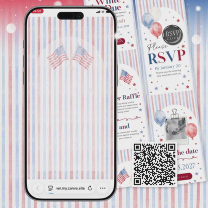 Red White and Due Baby Shower Invitation, 4th of July Theme, Red White and Due Invitation Digital, RSVP Baby Shower Invite AABBS002