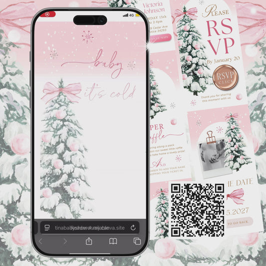 Baby Its Cold Outside Baby Shower Invitation, RSVP Trackable Baby shower, Editable Clickable Canva Template PWINBS001
